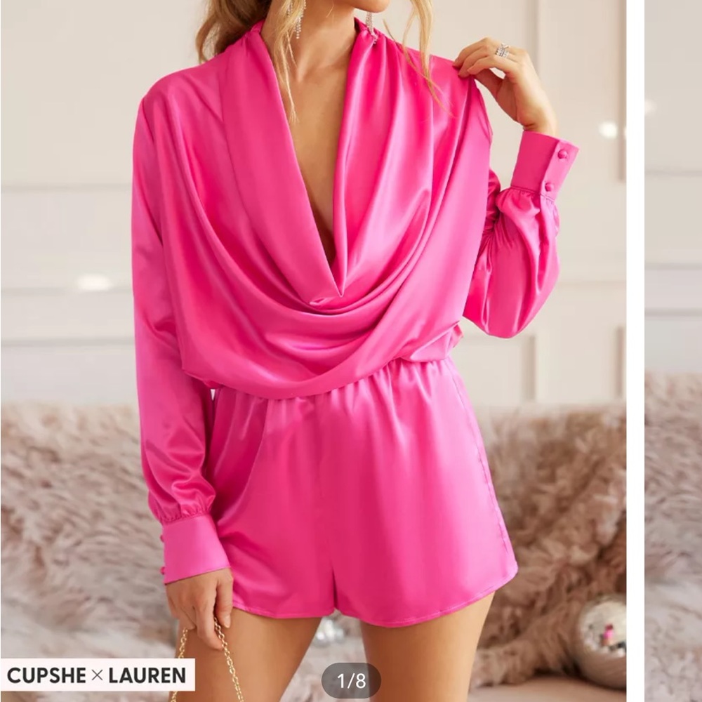 Lauren X CUPSHE Tis The Szn Drape Neck Cutout Romper